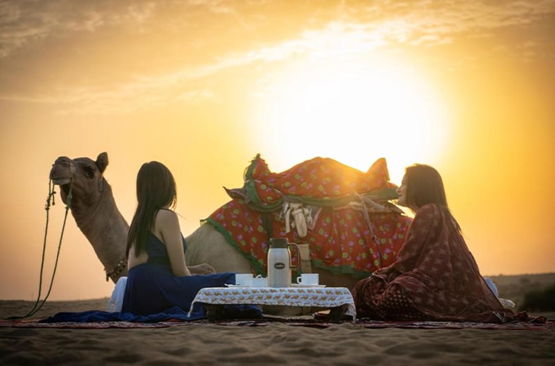 4.	Desert picnic by a tranquil oasis