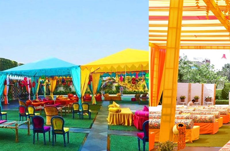 Bohemian courtyard mehendi celebration
