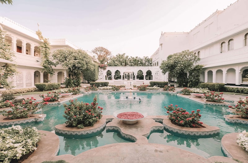 Lakeside marble palace with private gardens