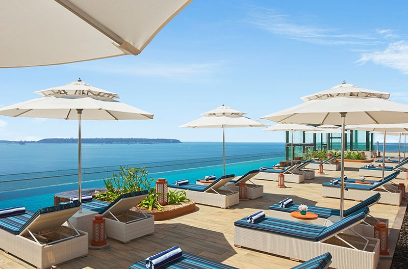 Romantic rooftop infinity pool setting