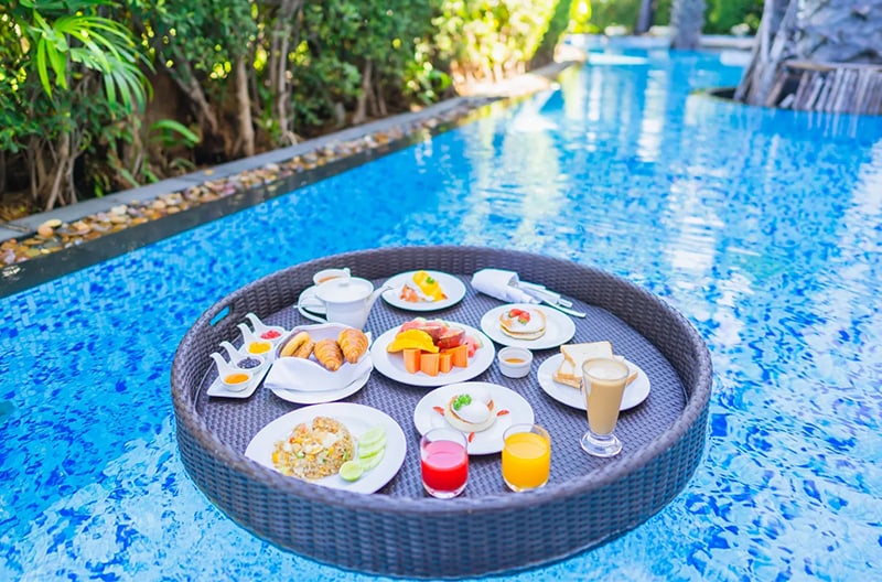 Floating breakfast and serene lake moments