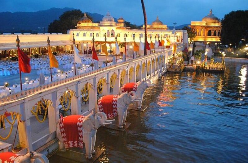 Private garden temple by the lake