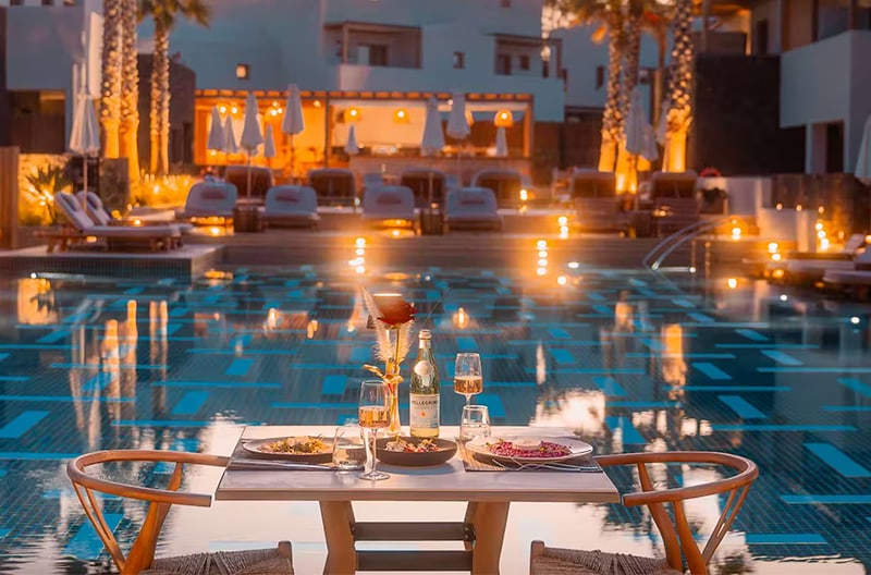 Private poolside candlelit dining experience