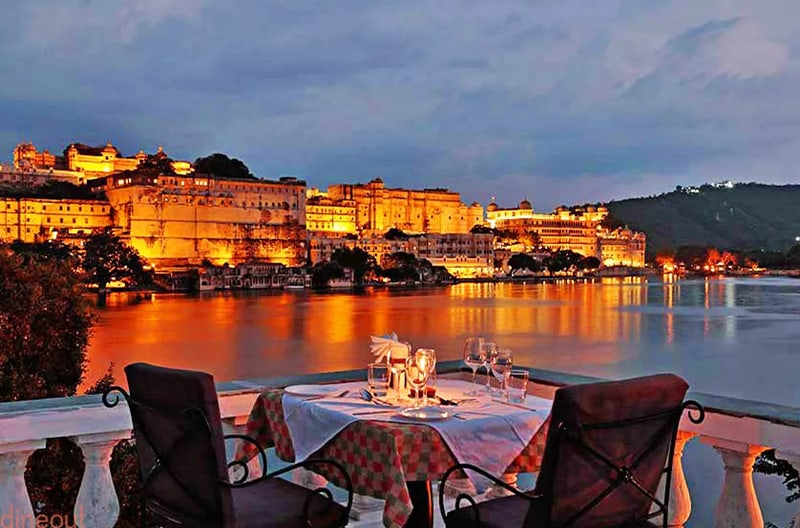 Romantic rooftop candlelight dining