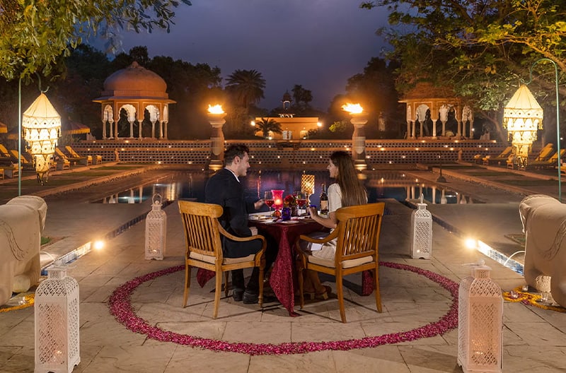 Romantic gazebo candlelit dining experience