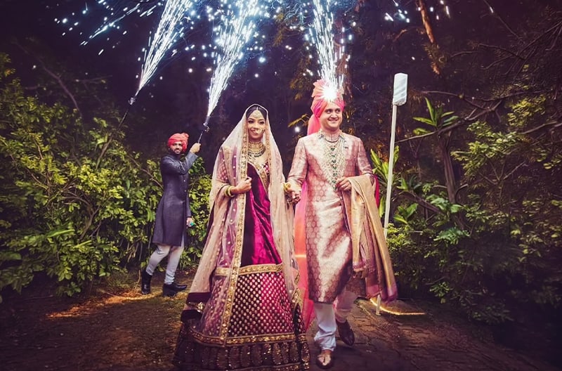 Dramatic bride and groom wedding entries
