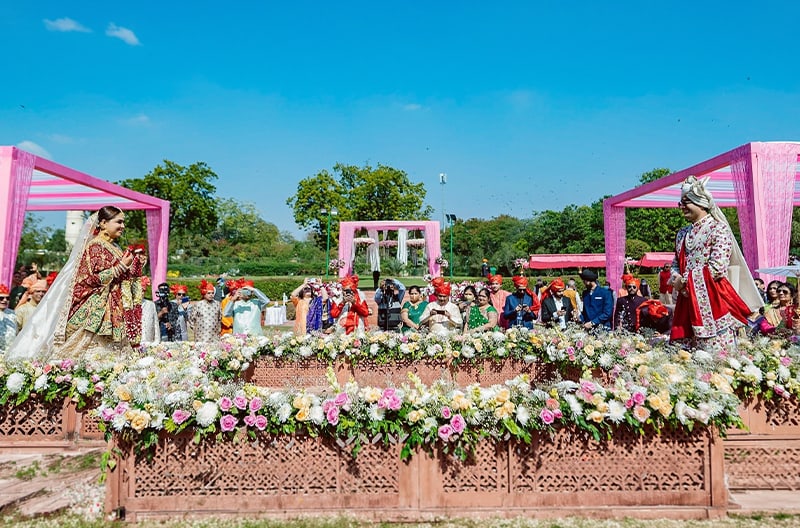 Marwari arrival with rose petals