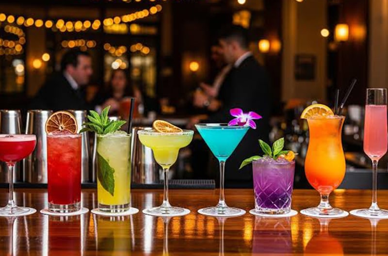 Signature cocktails at an elegant lounge