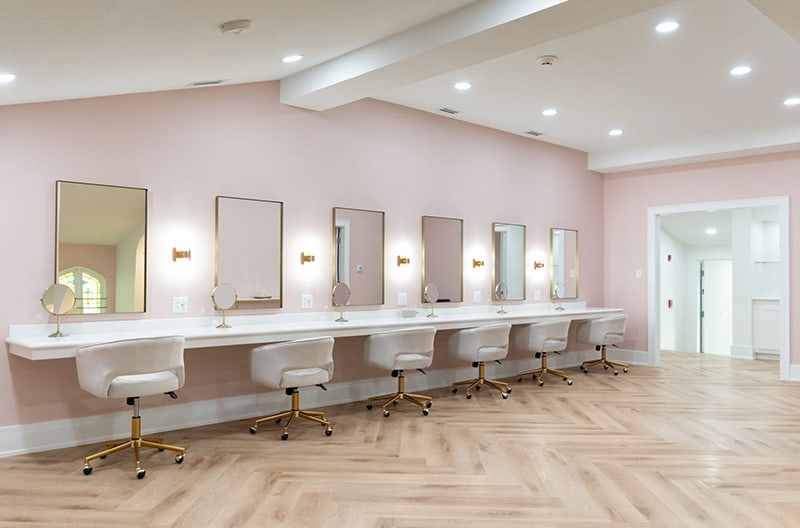 Luxury bridal vanity suite lounges