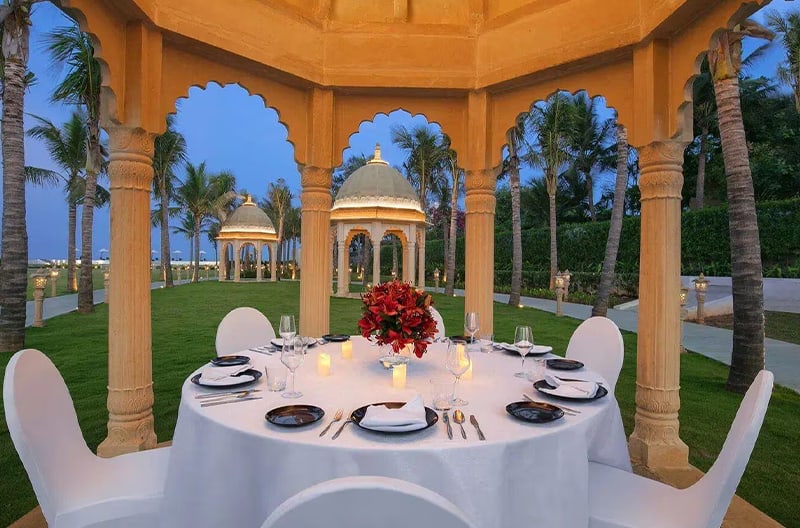 Private dining under palace arches