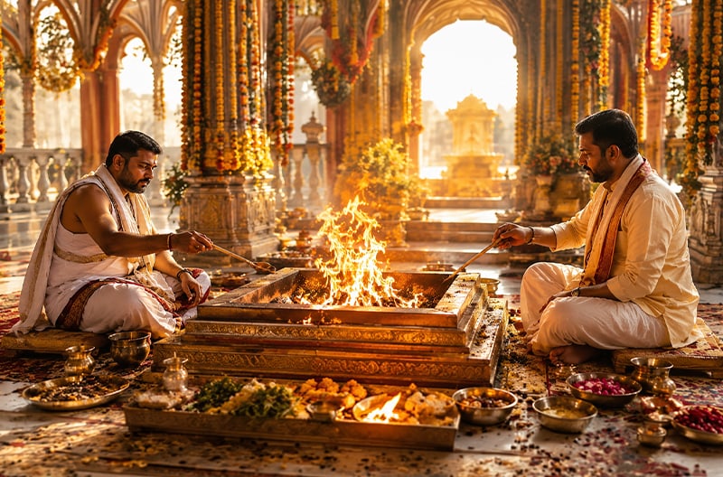 Temple Puja ceremony and blessings